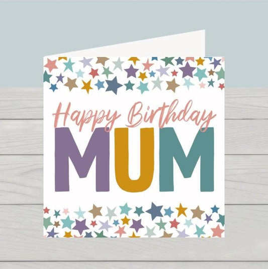 Stars happy birthday Mum card