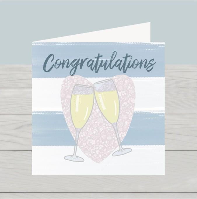 Engagement Card: Champagne Glasses - Congratulations Card