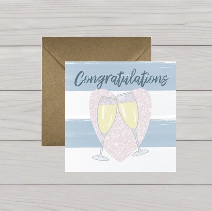 Engagement Card: Champagne Glasses - Congratulations Card