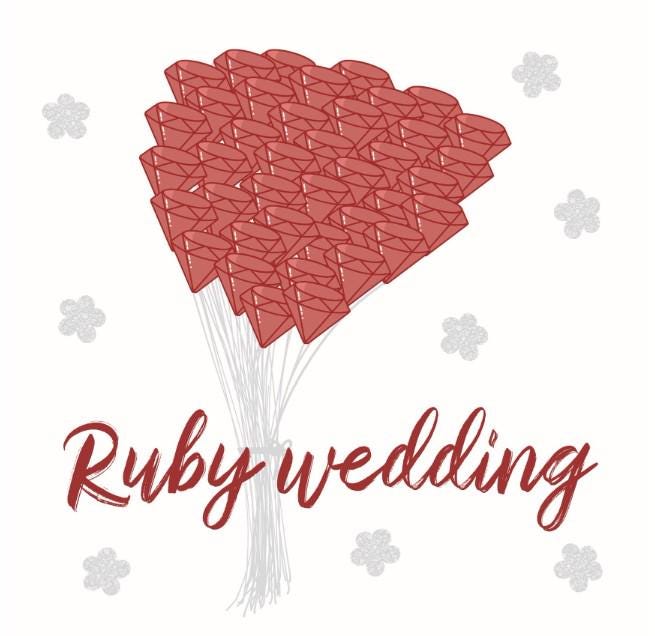 Ruby wedding anniversary card