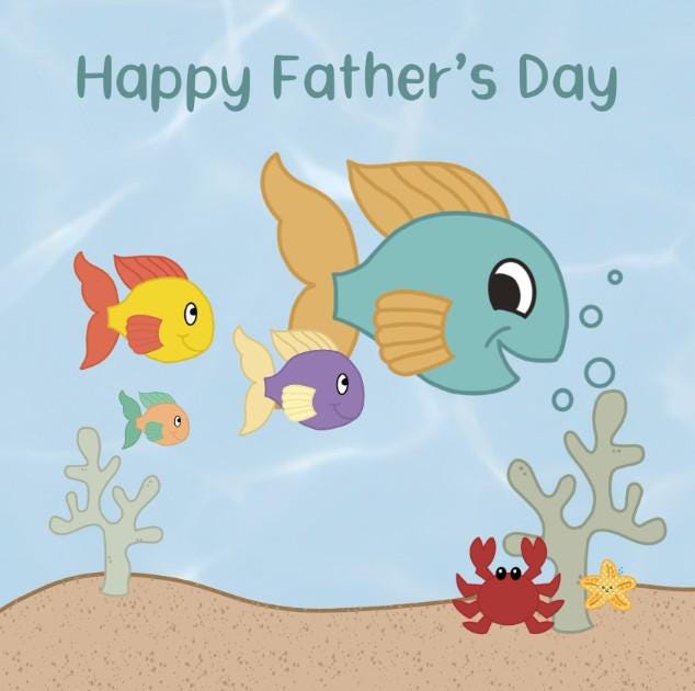 Fathers day card: fish family