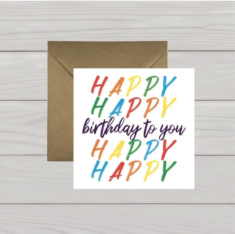 Rainbow Happy Birthday Card: Colorful Celebration, Blank Inside