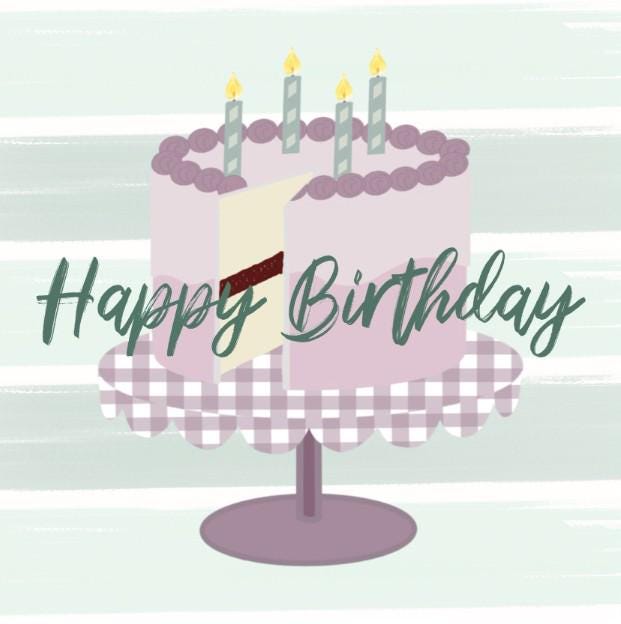 Happy Birthday card: Pink cake on stand