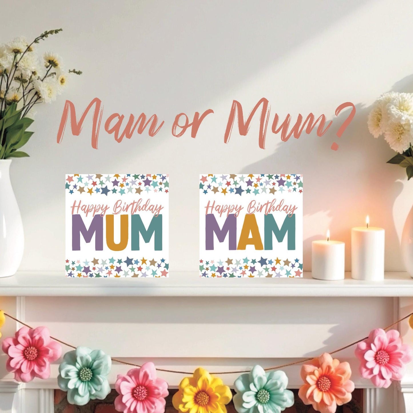 Stars happy birthday Mum card