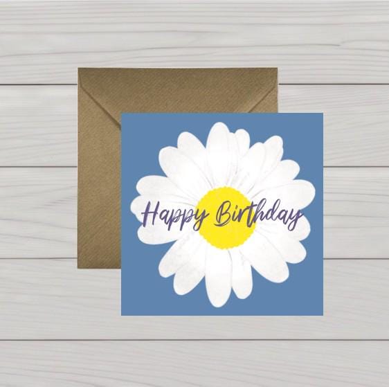 Blue daisy birthday card
