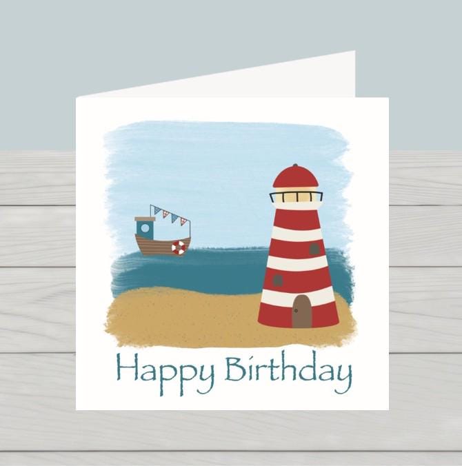 Lighthouse Happy Birthday Card for children
