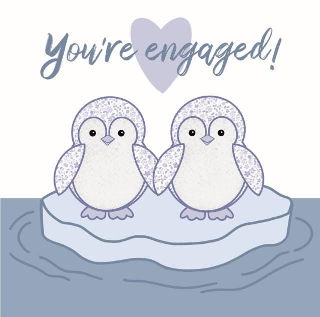 Penguin Engagement Card: Congratulations Card for Couple