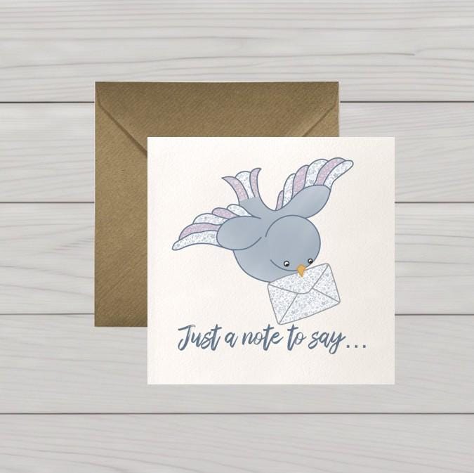 Bird Note Card: Blank All Occasions card with kraft envelope