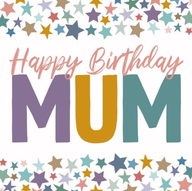 Stars happy birthday Mum card