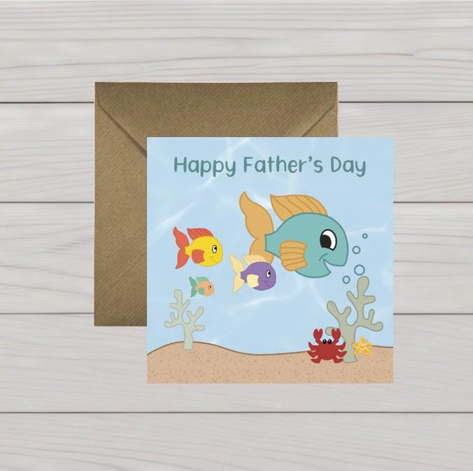 Fathers day card: fish family