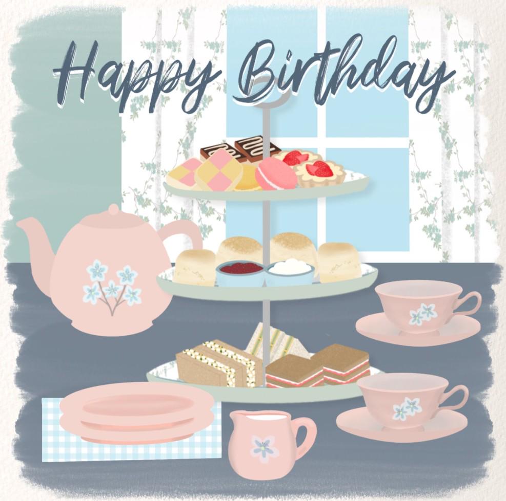 Afternoon tea Happy Birthday card