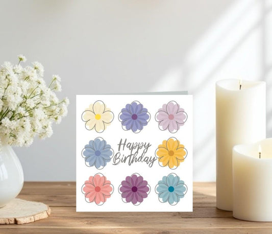 Flowers happy birthday card