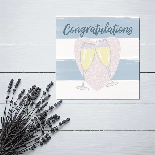 Engagement Card: Champagne Glasses - Congratulations Card