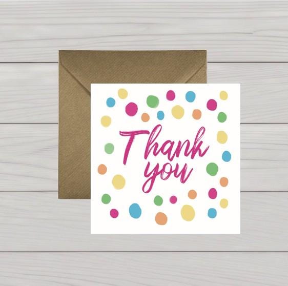 Multicoloured Dots Thank You Card: Original Design, Kraft Envelope