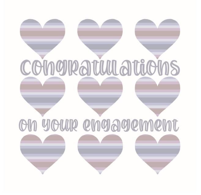 Engagement Congratulations Card: Hearts Design, UK Printed