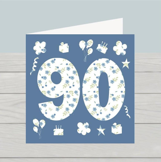90th Birthday Card: Classic Design, Kraft Envelope