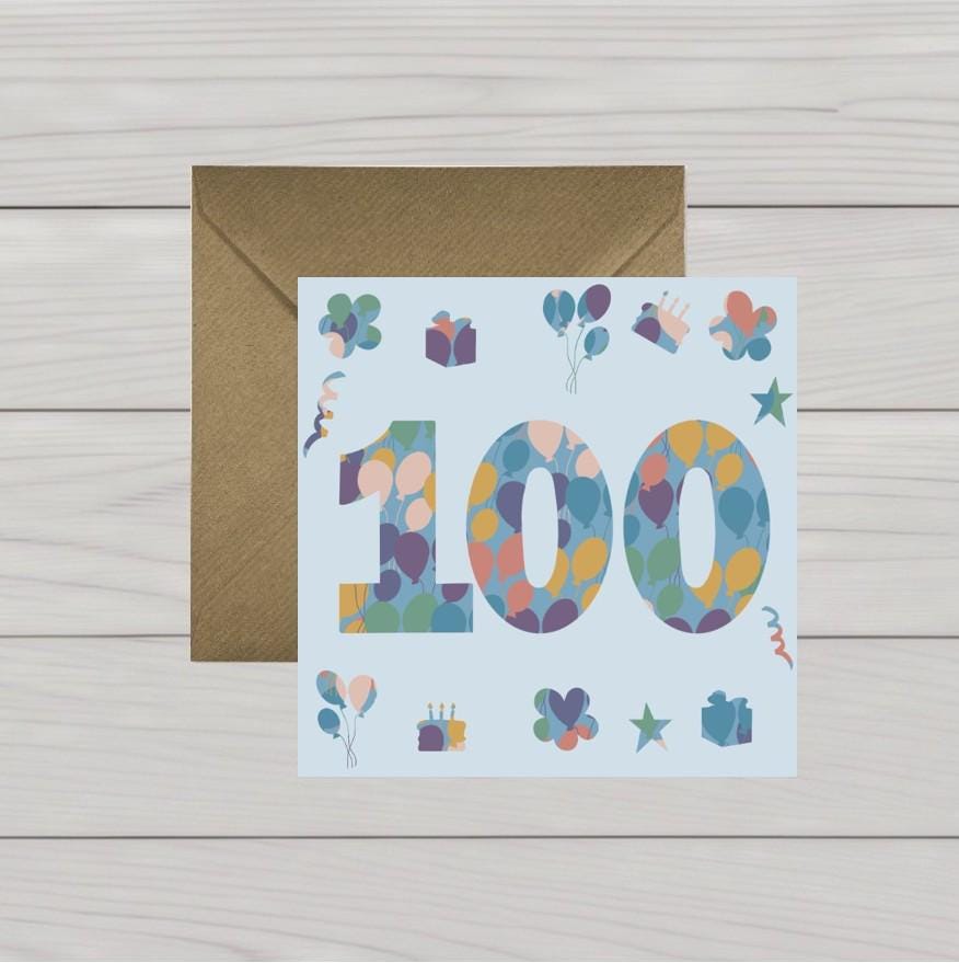100th Birthday Card: Classic Design, UK Printed