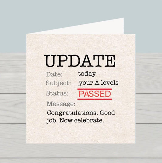 A Level Exam Congratulations Card: You've passed