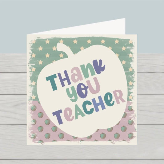 Apple Thank You Teacher Card: Original Design, Kraft Envelope