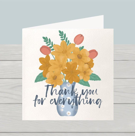 Vase of flowers thank you card