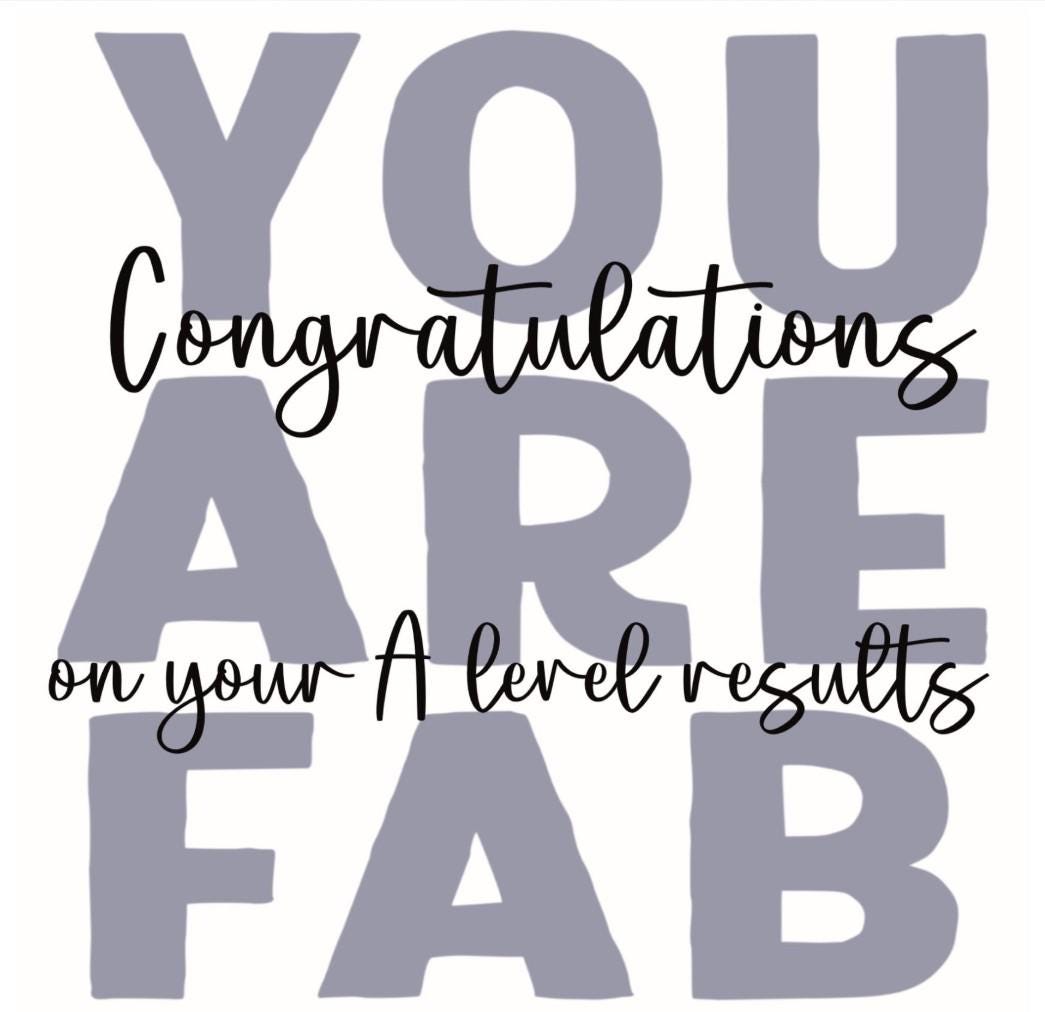 A Level Congratulations Card: You Are Fab - Exam Results