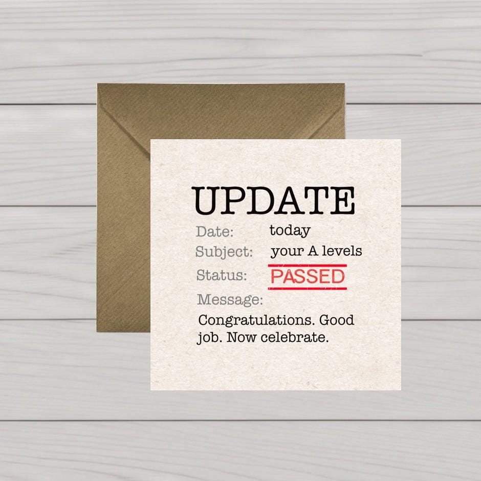 A Level Exam Congratulations Card: You've passed