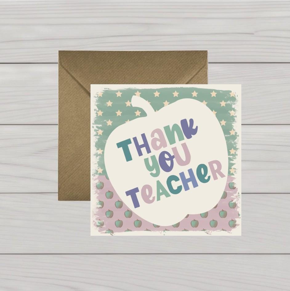 Apple Thank You Teacher Card: Original Design, Kraft Envelope