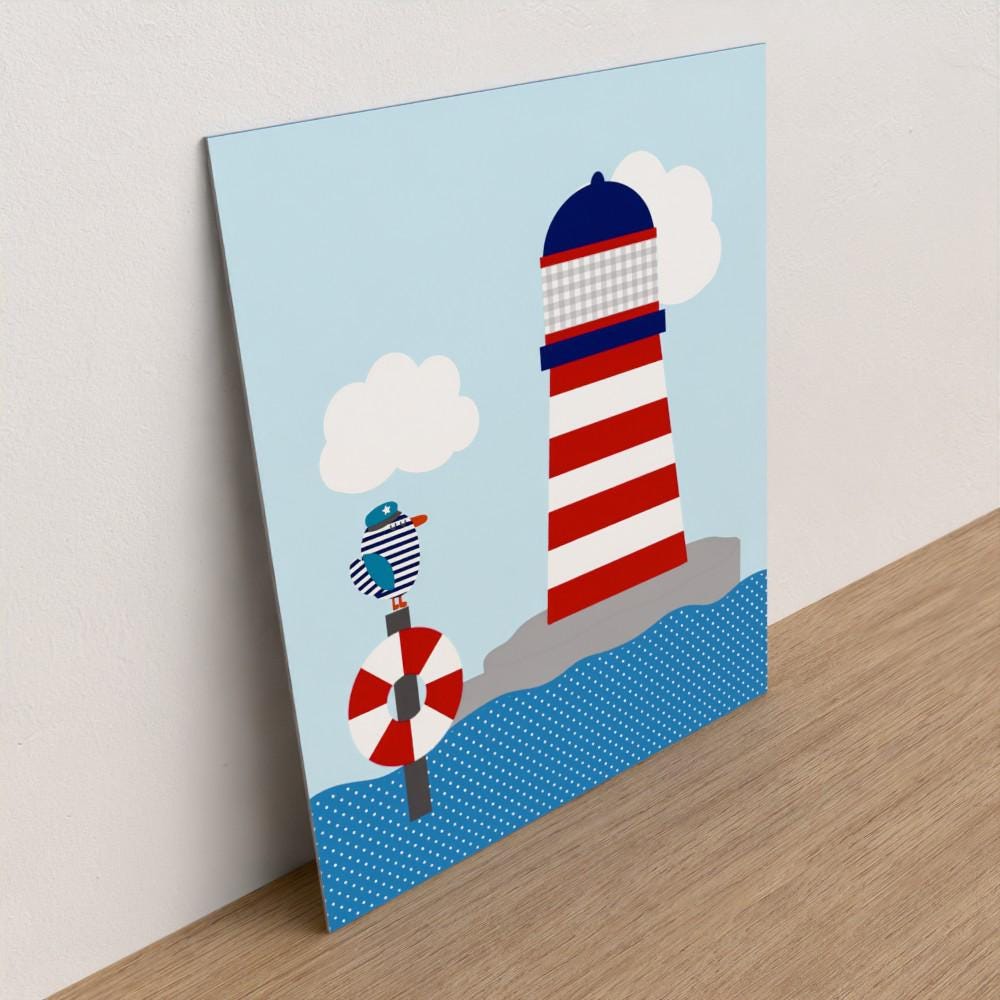 Nautical Lighthouse Children's Wall Art: Primary Colors, 10x12 Unframed Print