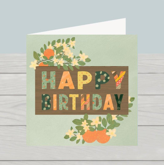 Orange Blossom Birthday Card for family and friends