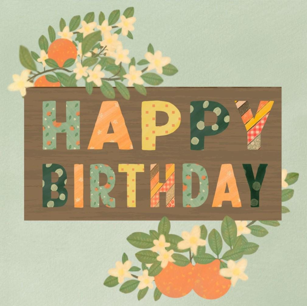 Orange Blossom Birthday Card for family and friends