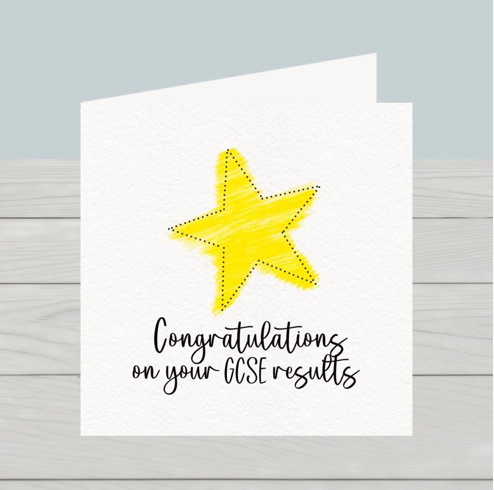 GCSE Exam Results Card: Gold Star Congratulations