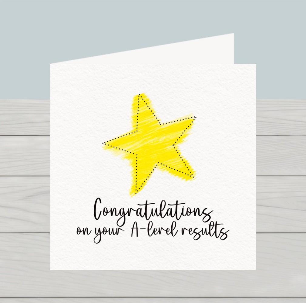 A Level Exam results Congratulations Card: Gold Star