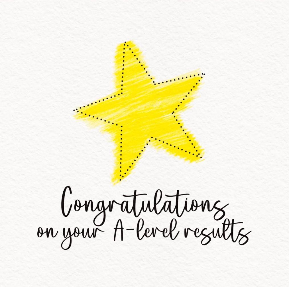 A Level Exam results Congratulations Card: Gold Star