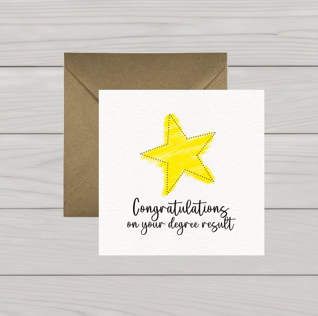 Congratulations on your degree result card Gold star