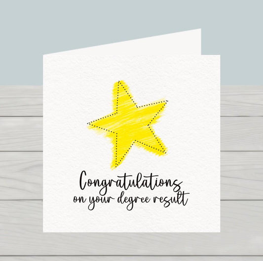 Congratulations on your degree result card Gold star