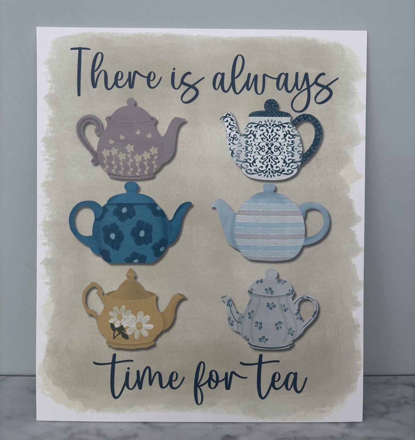 Kitchen wall art #2 Teapots, Kitchen unframed picture, kitchen printed gallery board, picture for kitchen Time for tea, Kitchen print teapot