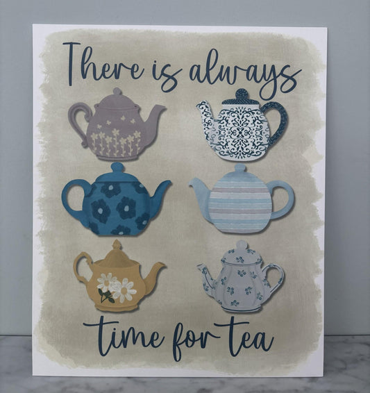 Kitchen wall art #2 Teapots, Kitchen unframed picture, kitchen printed gallery board, picture for kitchen Time for tea, Kitchen print teapot