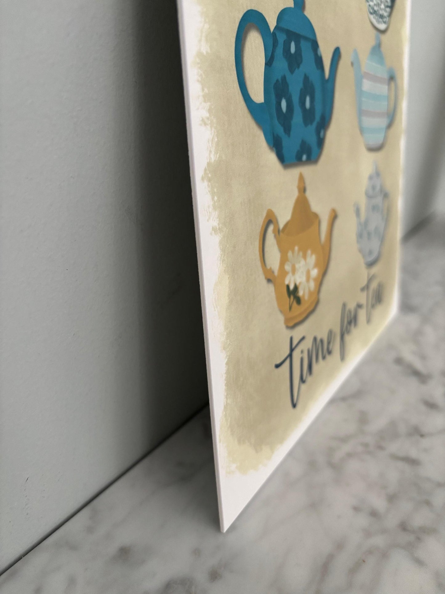 Kitchen wall art #2 Teapots, Kitchen unframed picture, kitchen printed gallery board, picture for kitchen Time for tea, Kitchen print teapot