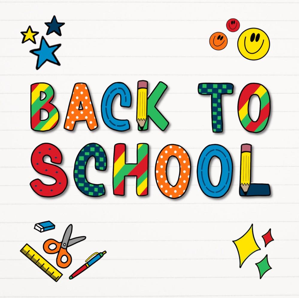 Colourful doodles back to school card