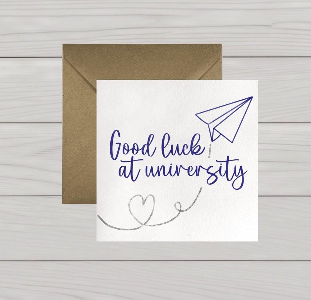 Good Luck at University card paper plane