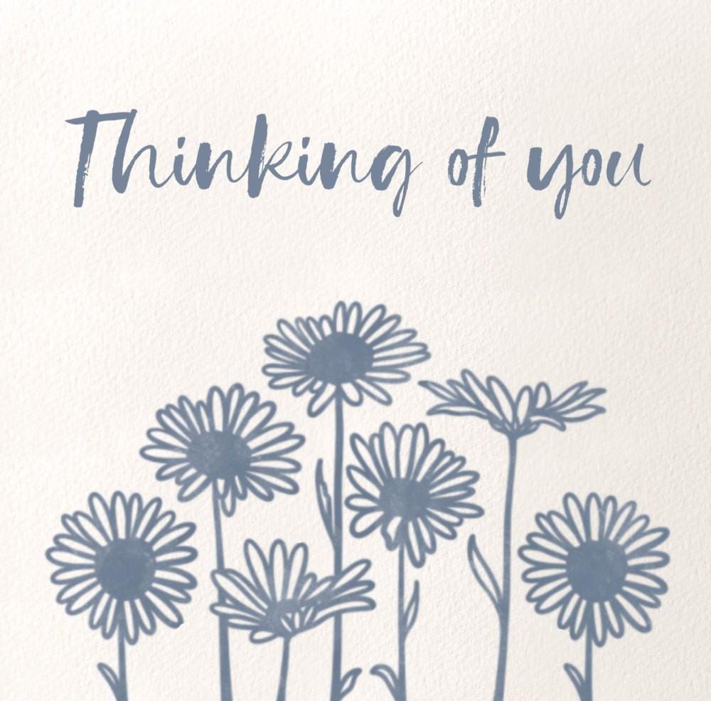 Thinking of you card flower silhouettes