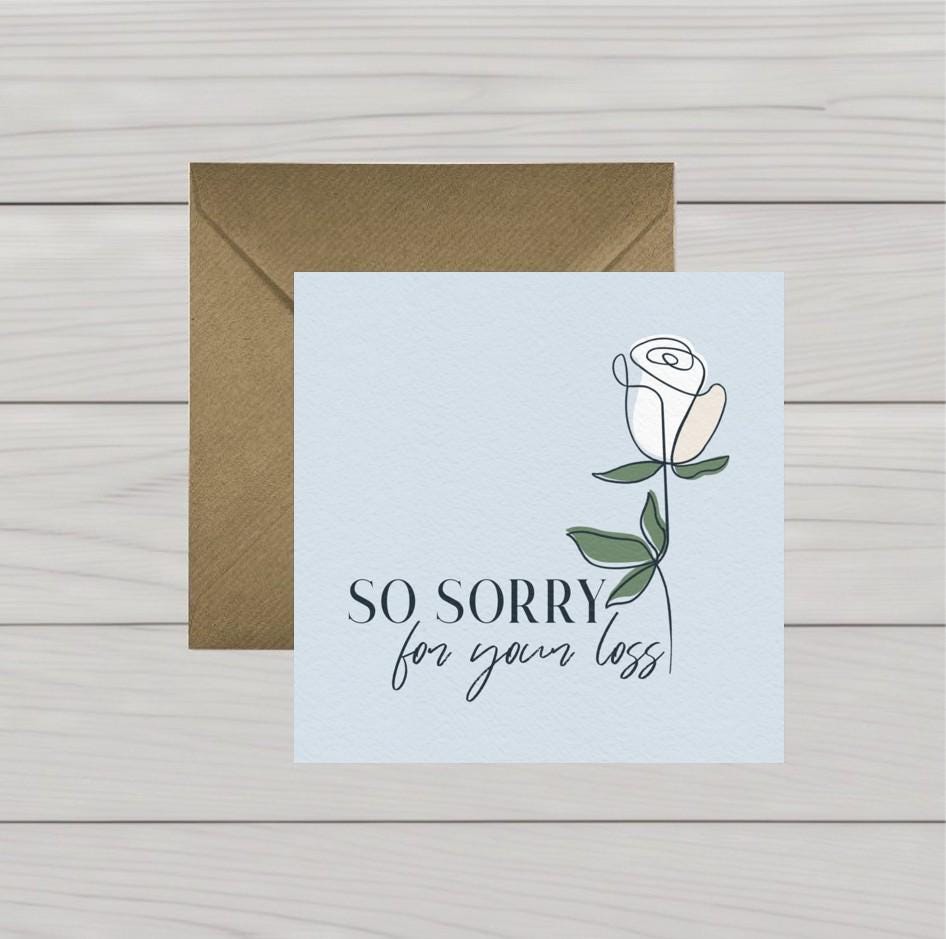 White Rose Sympathy Card: Thinking of You Condolences