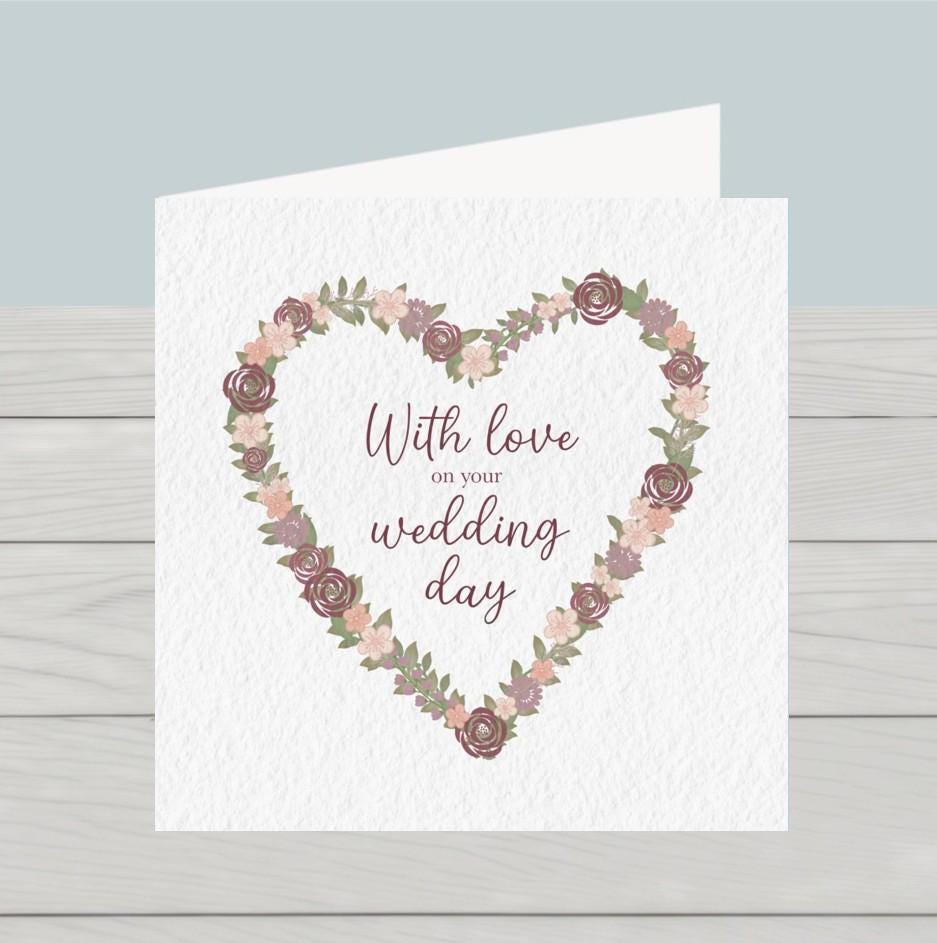 Floral Heart Wedding Card: Pastel Flower Design