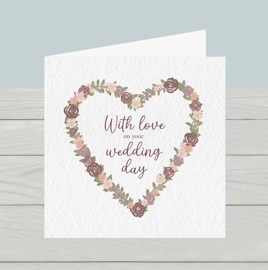 Floral Heart Wedding Card: Pastel Flower Design