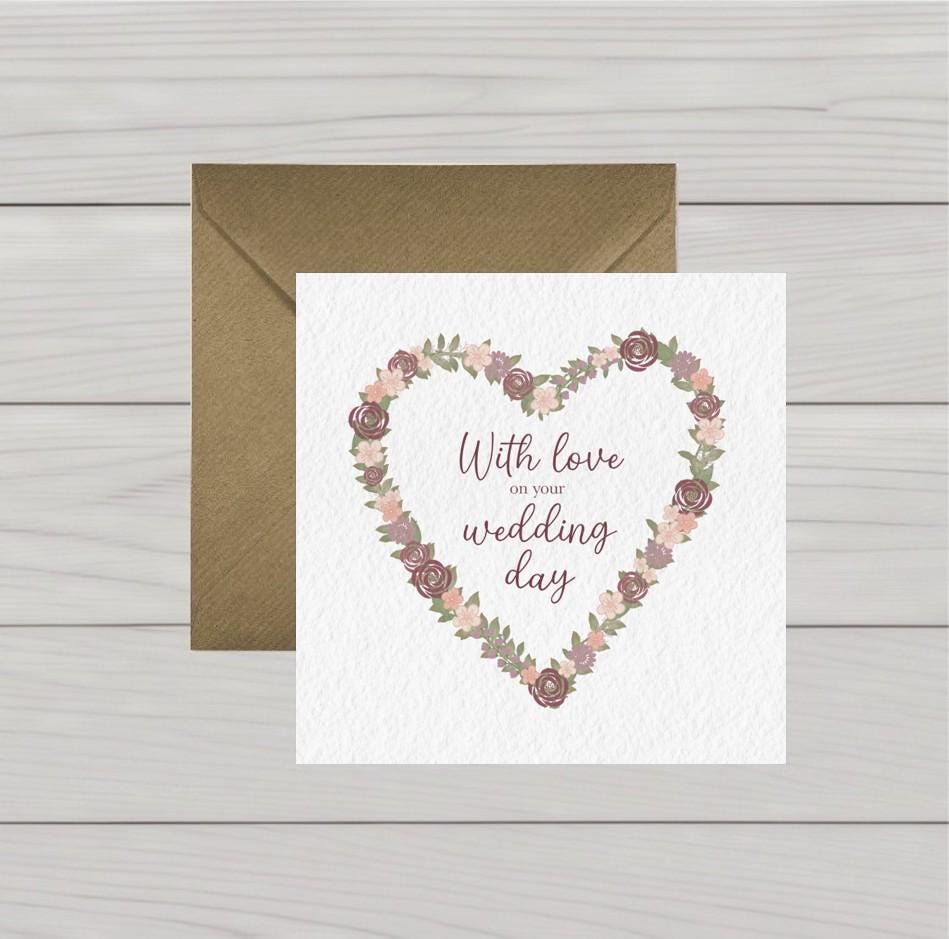 Floral Heart Wedding Card: Pastel Flower Design