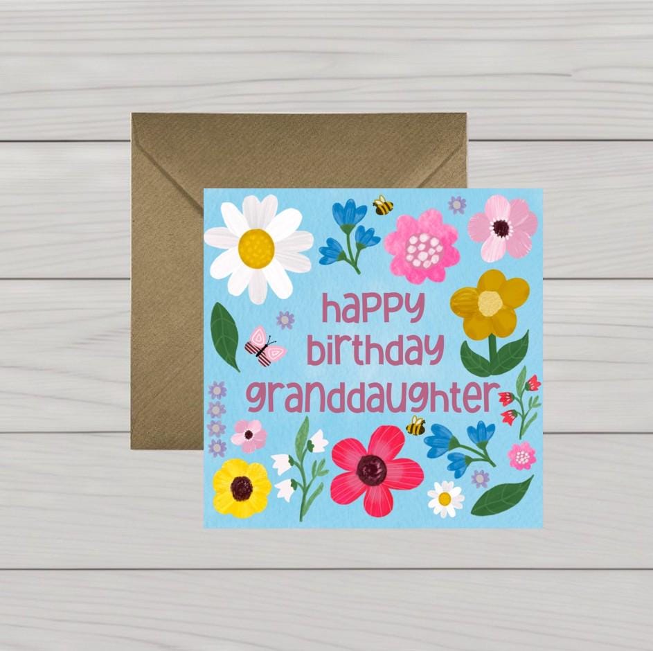 Flowers Grandaughter birthday card