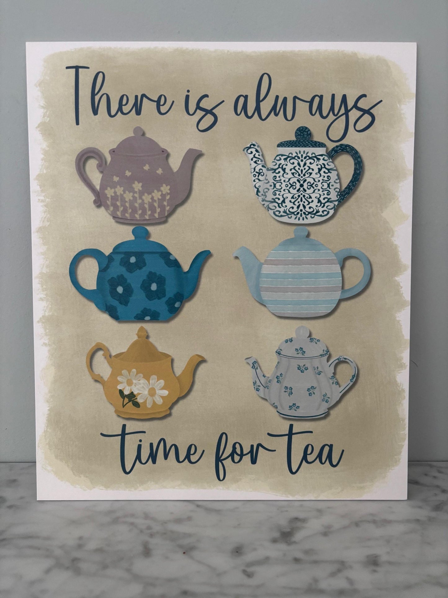Kitchen wall art #2 Teapots, Kitchen unframed picture, kitchen printed gallery board, picture for kitchen Time for tea, Kitchen print teapot
