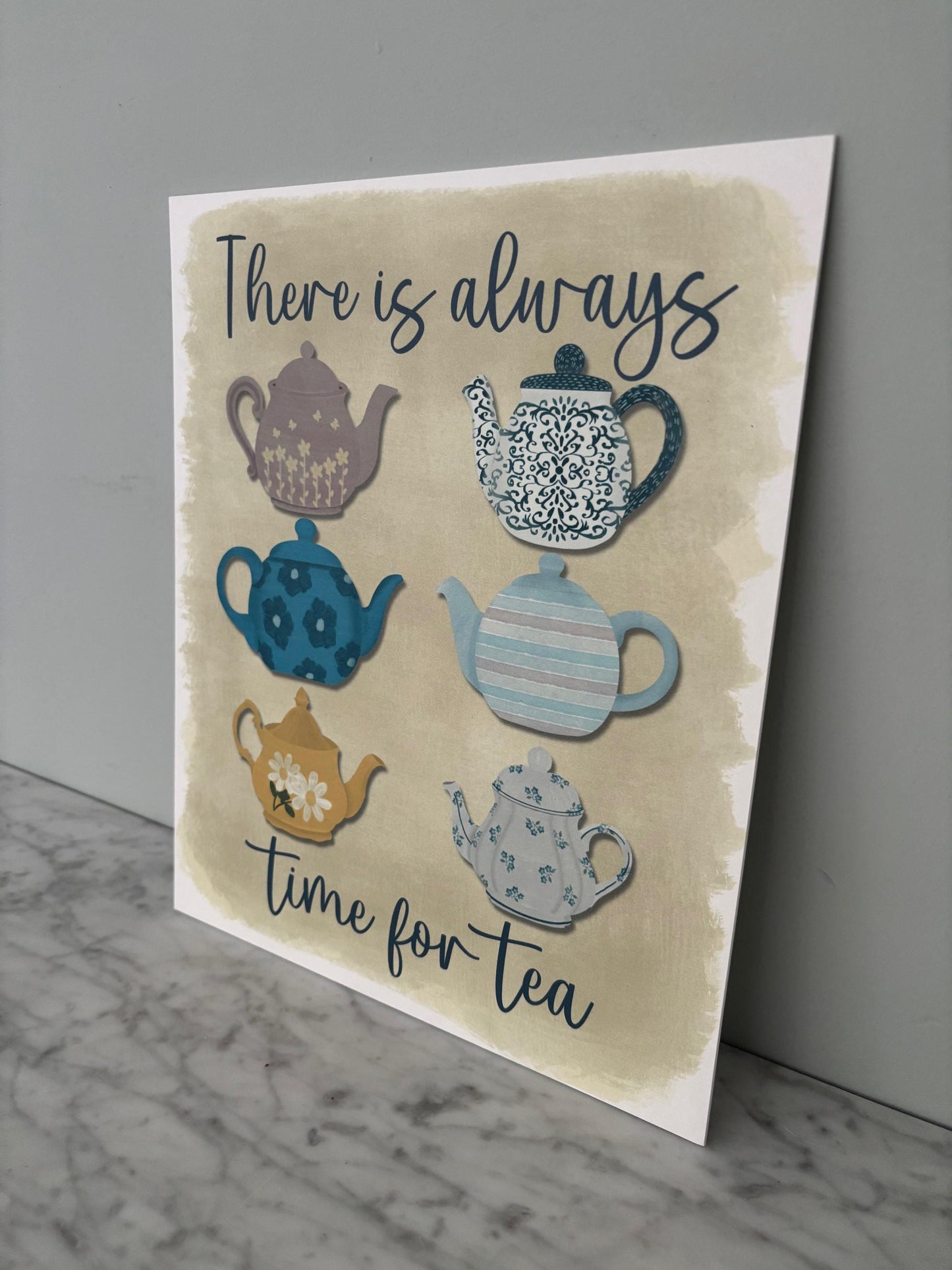 Kitchen wall art #2 Teapots, Kitchen unframed picture, kitchen printed gallery board, picture for kitchen Time for tea, Kitchen print teapot