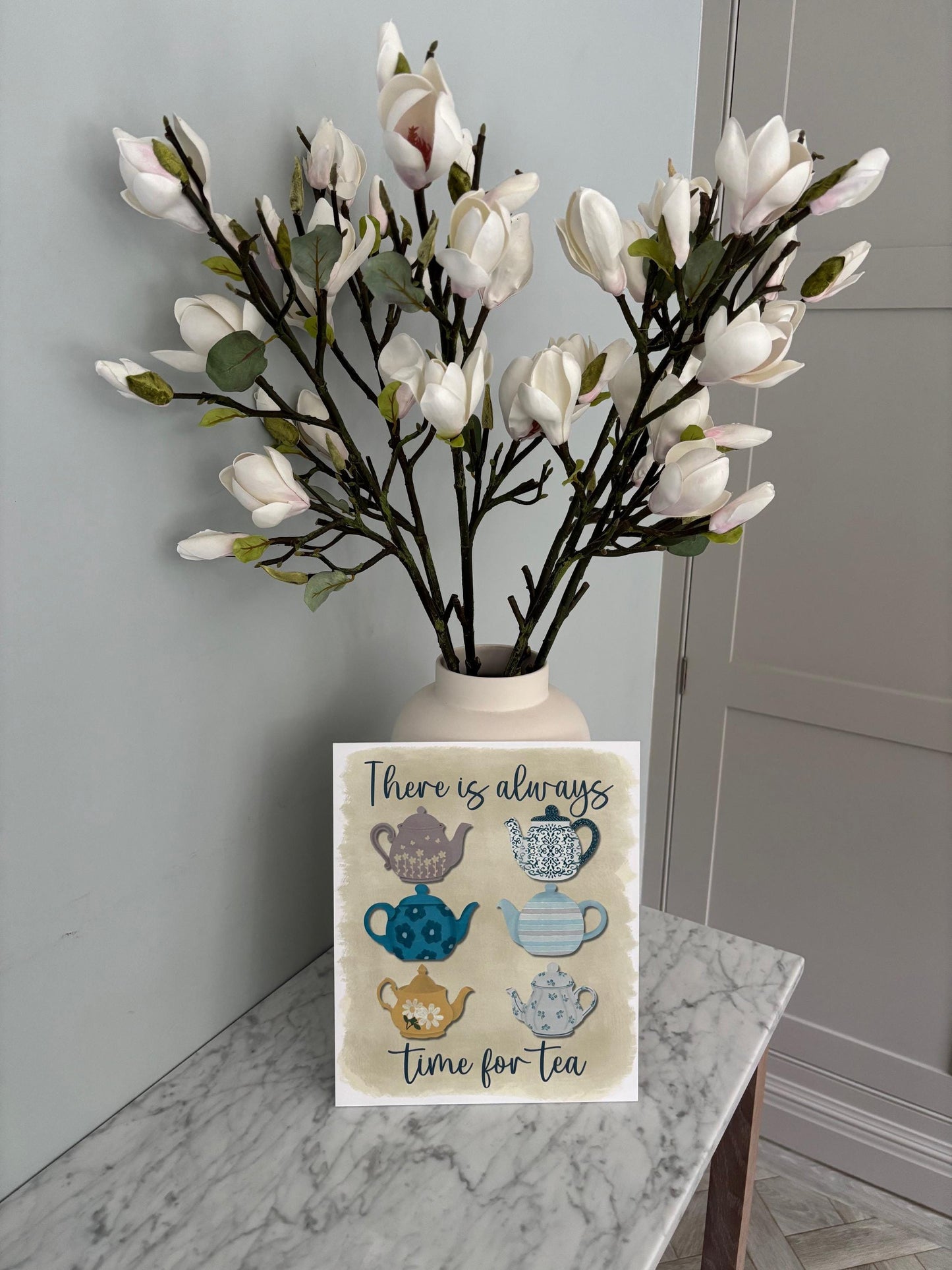 Kitchen wall art #2 Teapots, Kitchen unframed picture, kitchen printed gallery board, picture for kitchen Time for tea, Kitchen print teapot