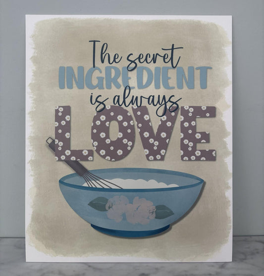Kitchen wall art #1 Mixed with love, Kitchen unframed picture, kitchen printed gallery board, picture for kitchen with mixing bowl and whisk